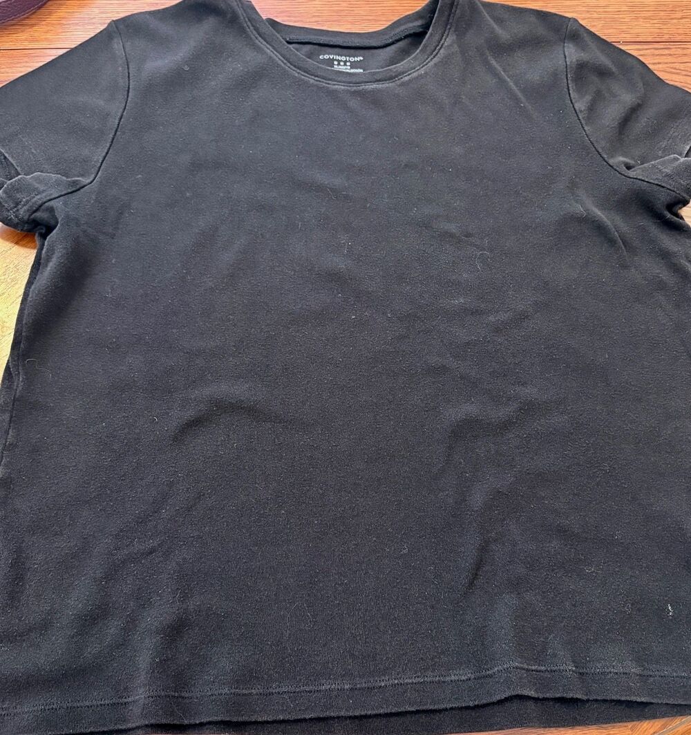 Vintage Covington Woman’s Tee Short Sleeve Black  XL 18 Fits Like Med